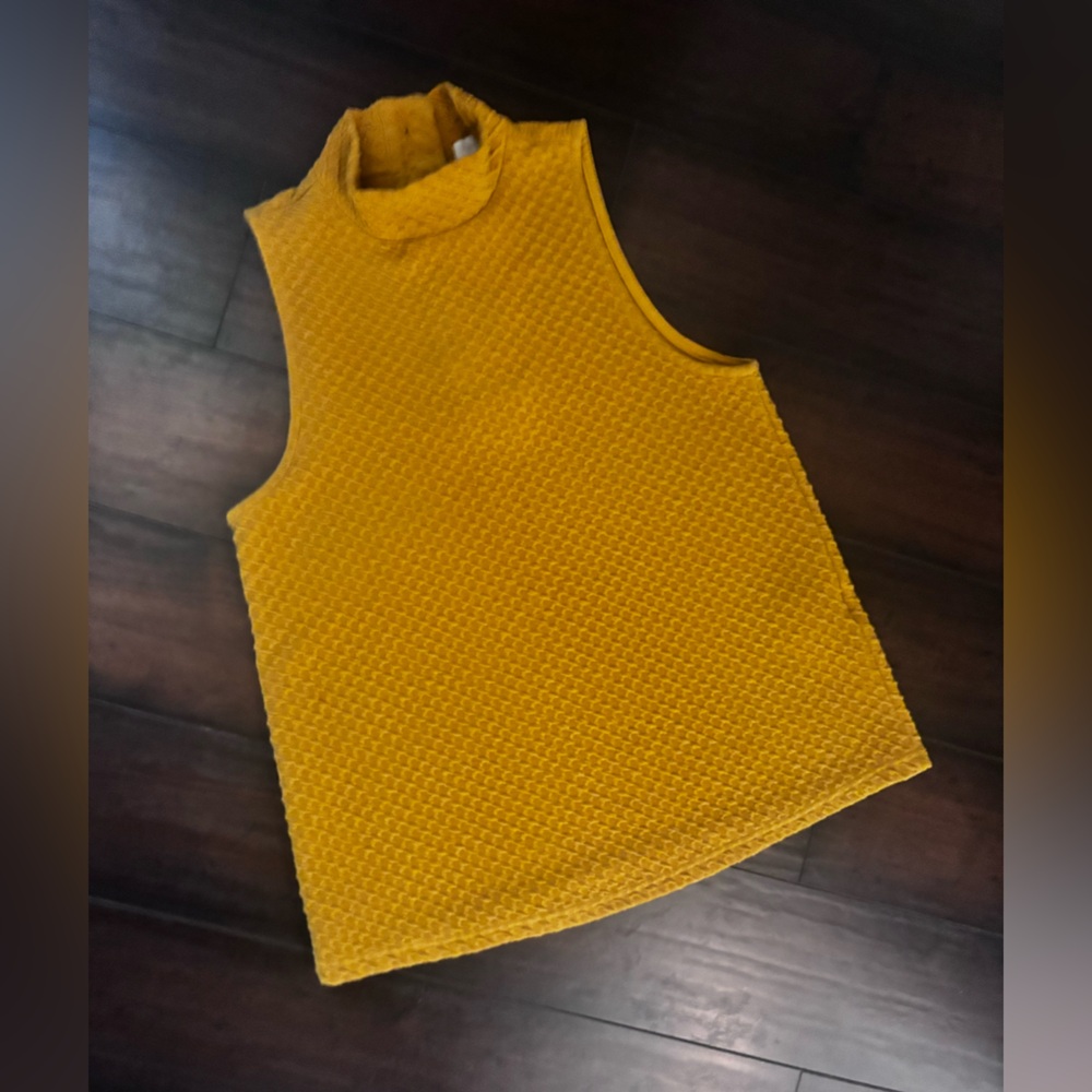Anthropologie Eri + Ali Overture textured mock neck mustard yellow tank top, S